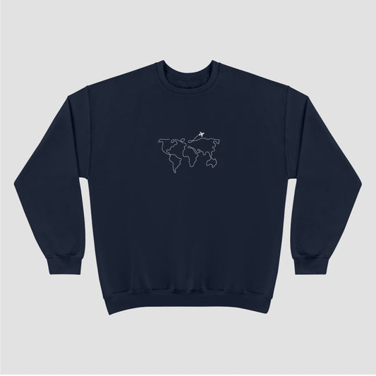 Minimalistic World Map Crewneck